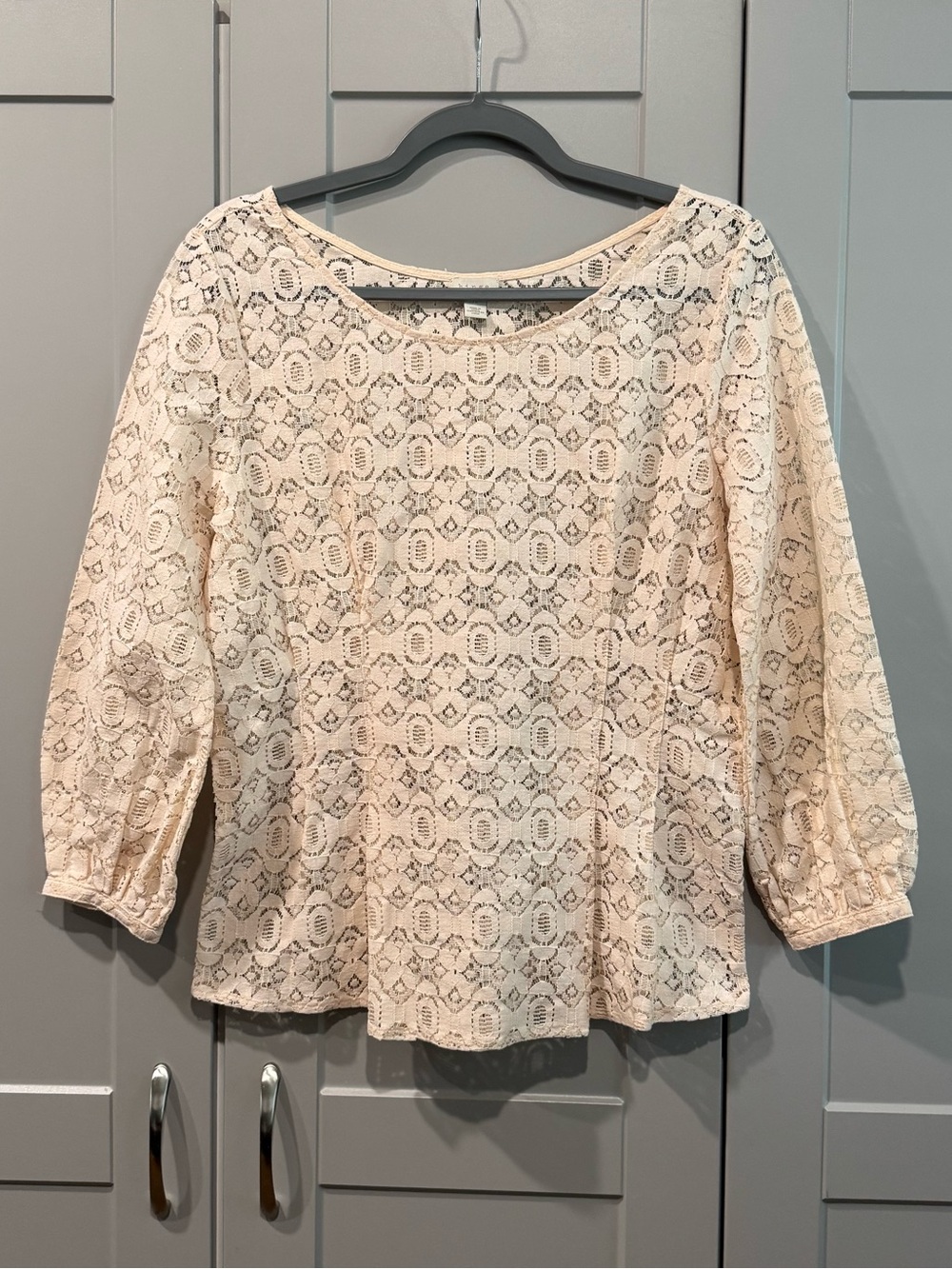 hinge Cream Lace Peasant Blouse